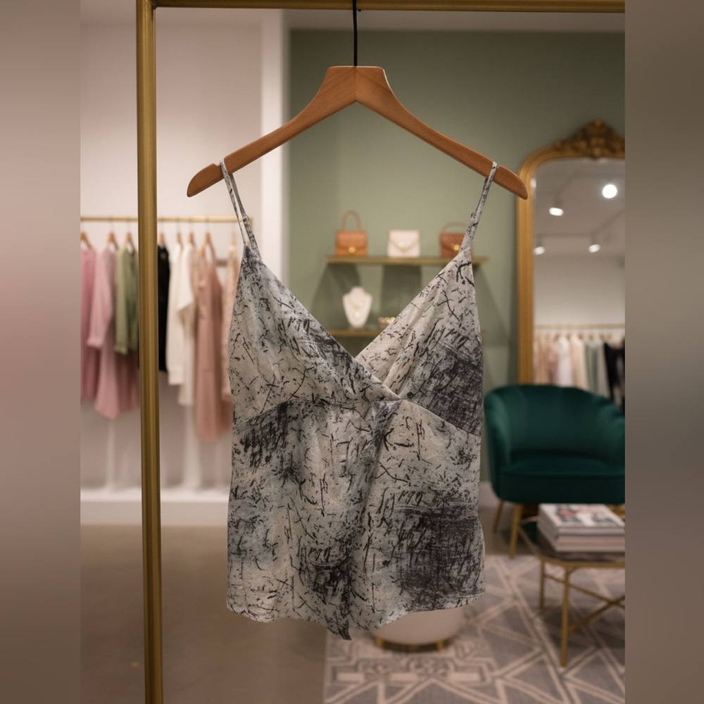 1 STATE ABSTRACT PRINT SURPLICE TOP